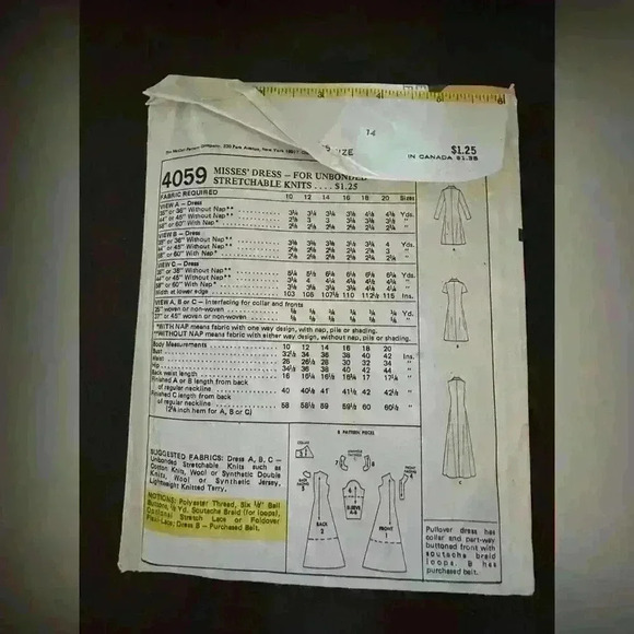 Vintage sewing pattern 1970s 1960s - Picture 2 of 2